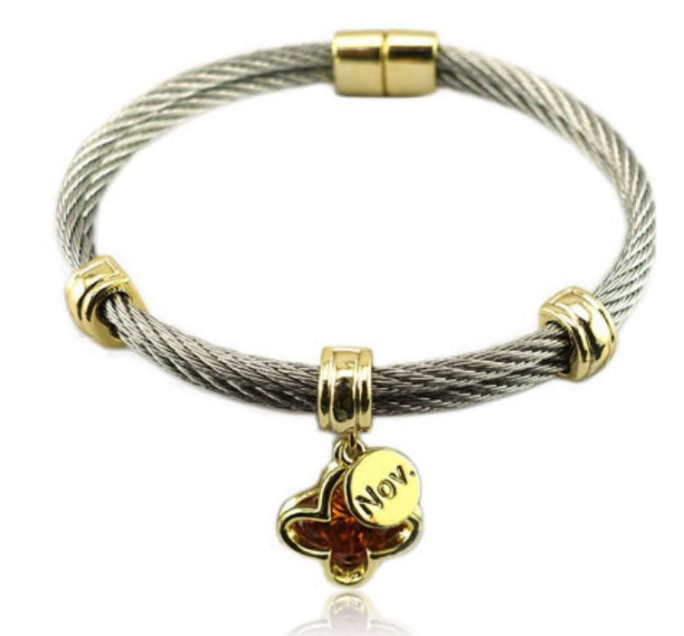 November Birthstone Cable Bracelet