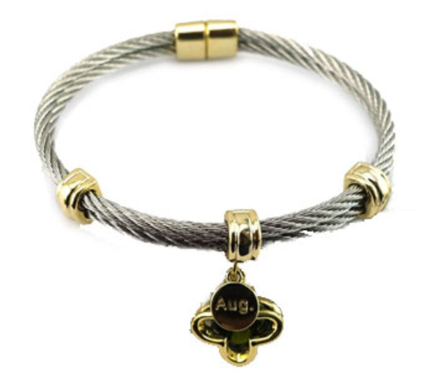 August Birthstone Cable Bracelet