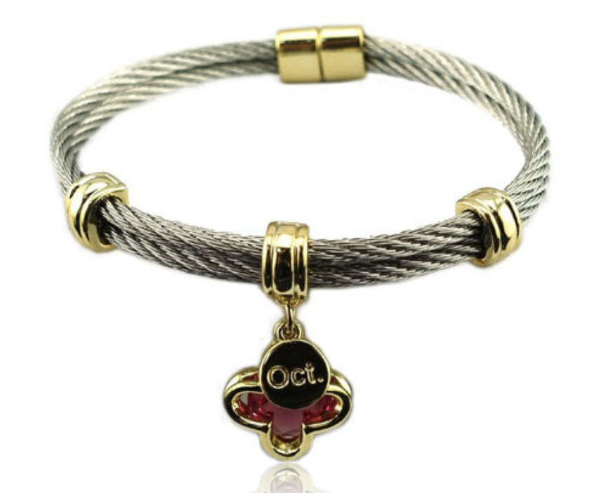 October Birthstone Cable Bracelet