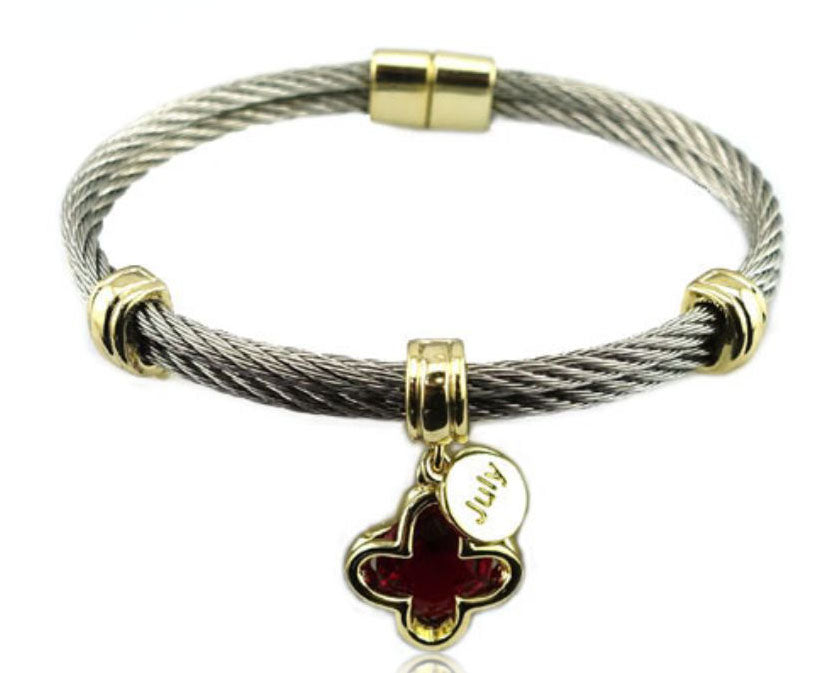 July Birthstone Cable Bracelet