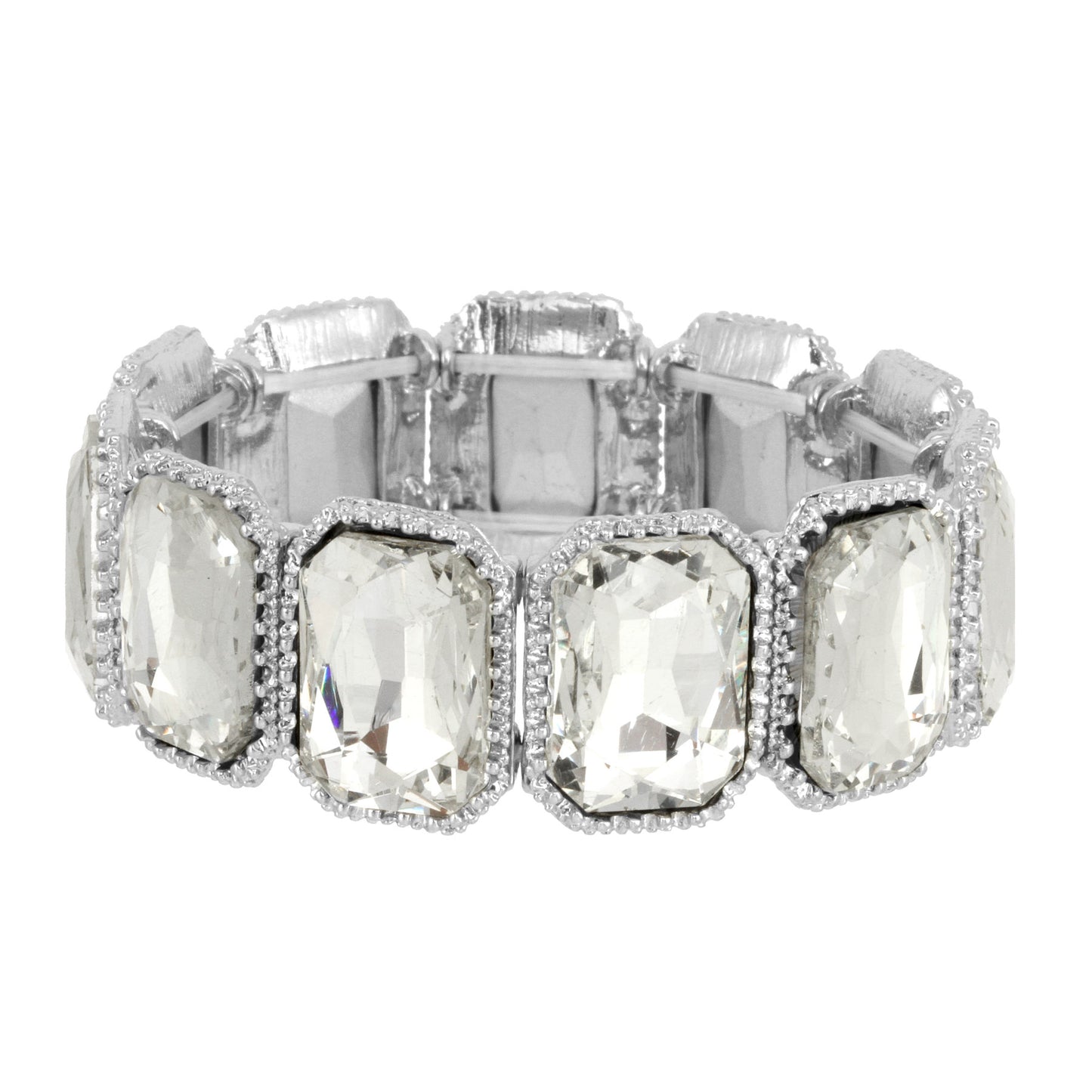 Emerald Cut Stone Stretch Evening Bracelet