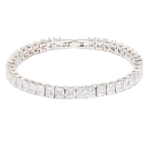 Princess Cut Cz Tennis Bracelet