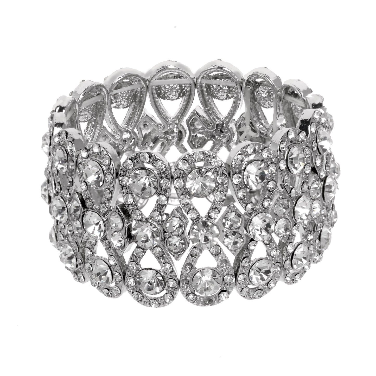 Teardrop Crystal Pave Stretch Bracelet