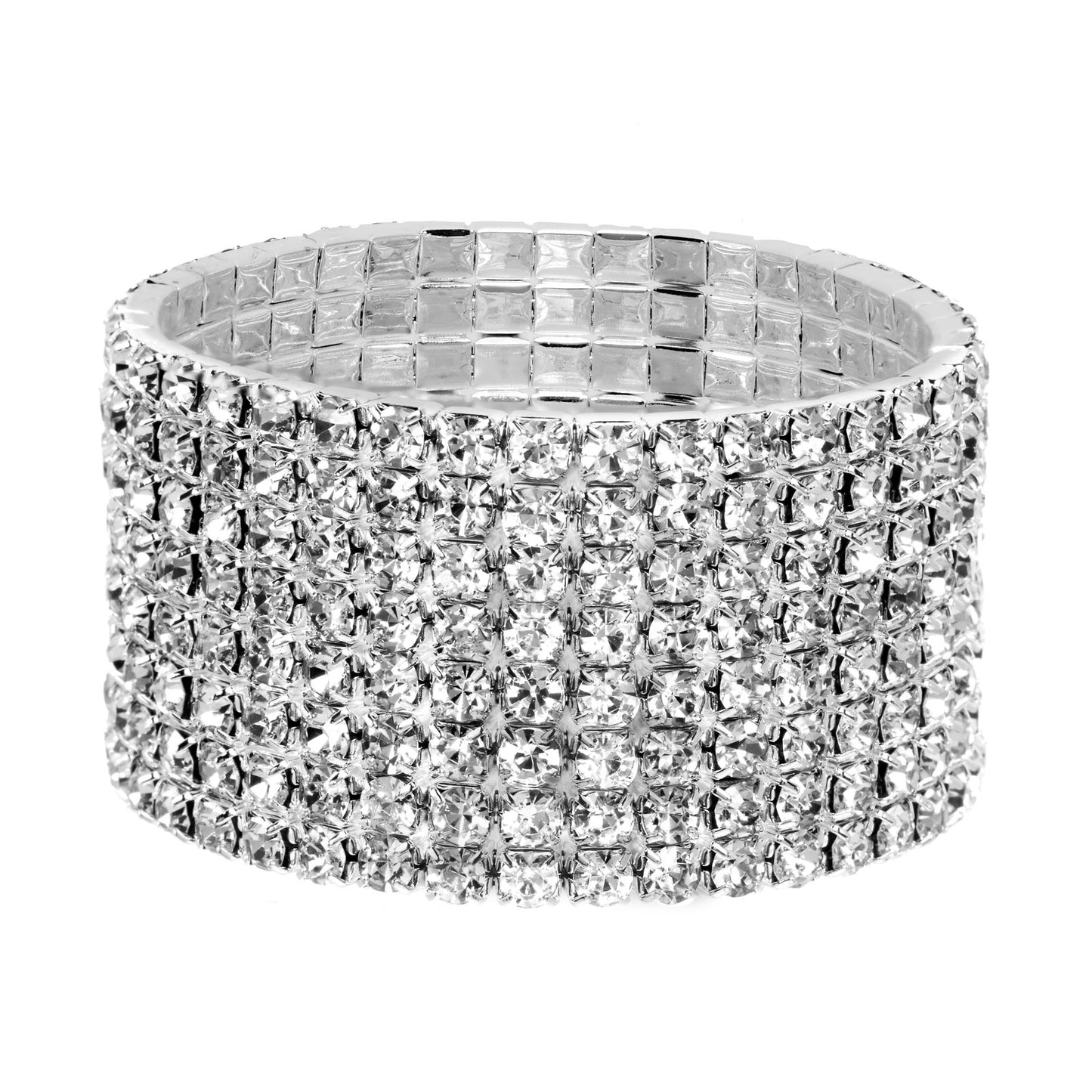 Eight-Row Rhinestone Stretch Bracelet