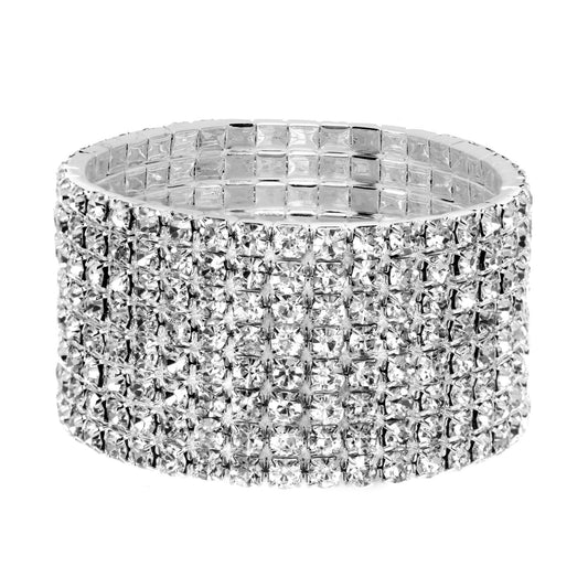 Eight-Row Rhinestone Stretch Bracelet