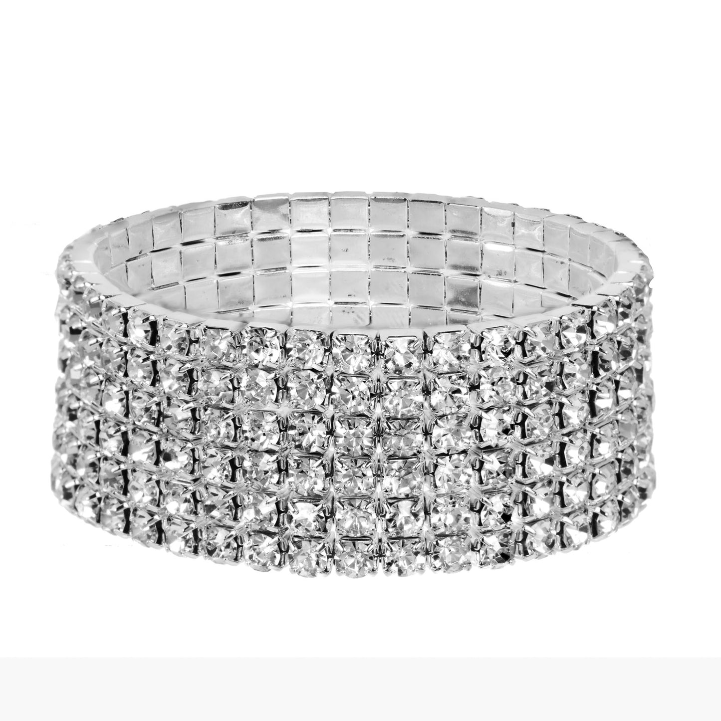 Six-Row Rhinestone Stretch Bracelet