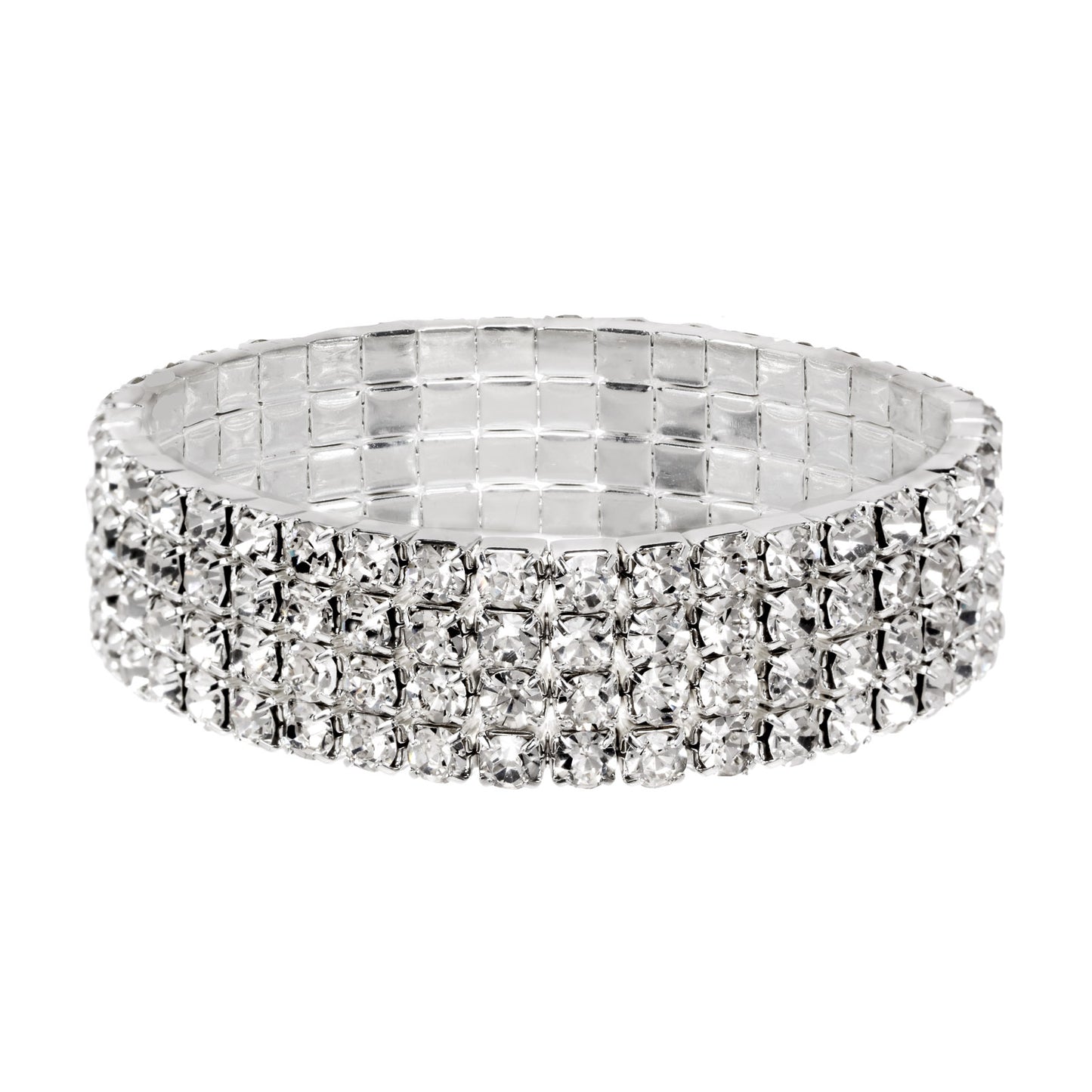 Four-Row Rhinestone Stretch Bracelet