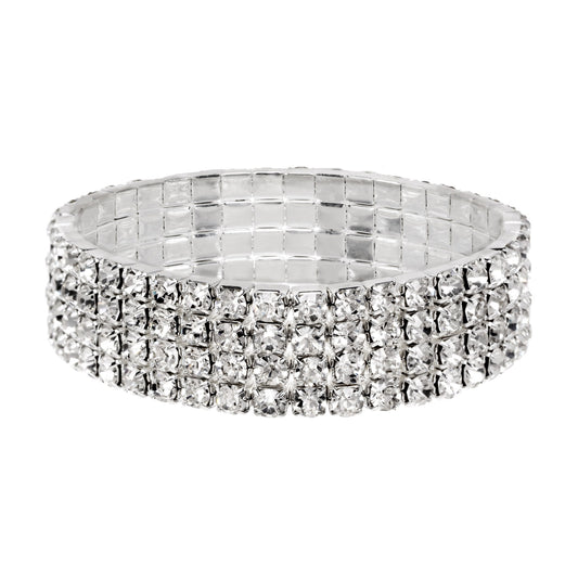 Four-Row Rhinestone Stretch Bracelet