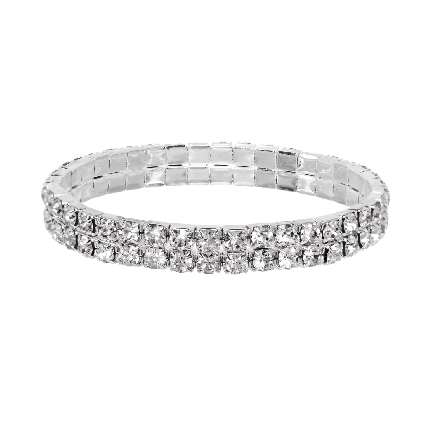 Two-Row Rhinestone Stretch Bracelet