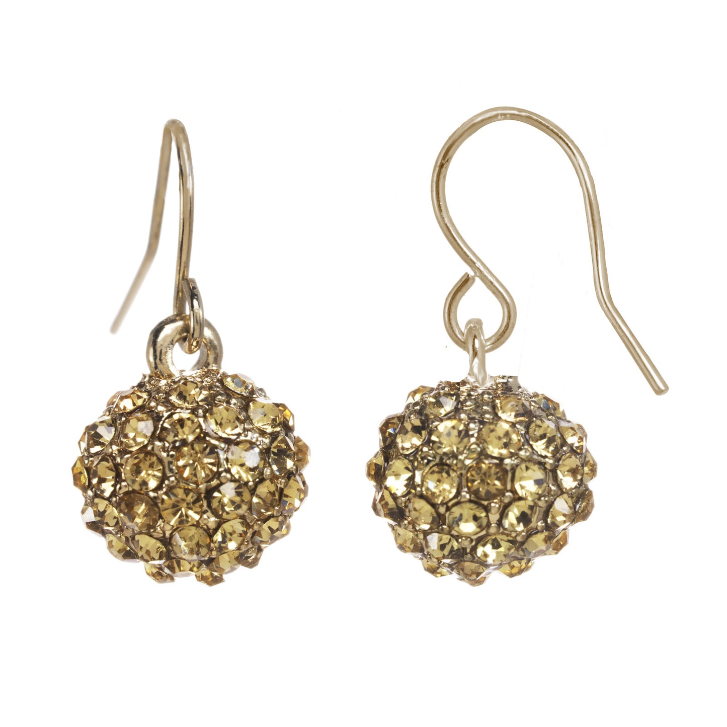 Pave' Crystal Ball Dangle Earrings