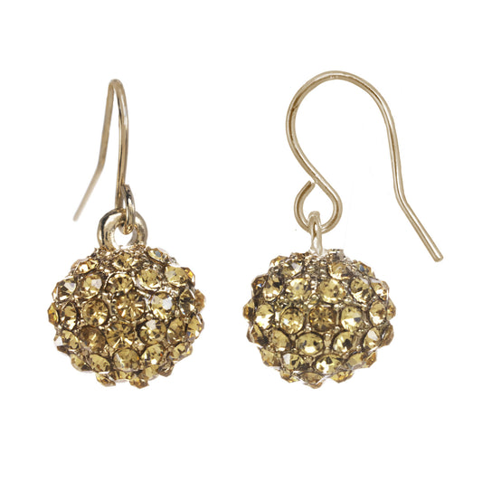 Pave' Crystal Ball Dangle Earrings