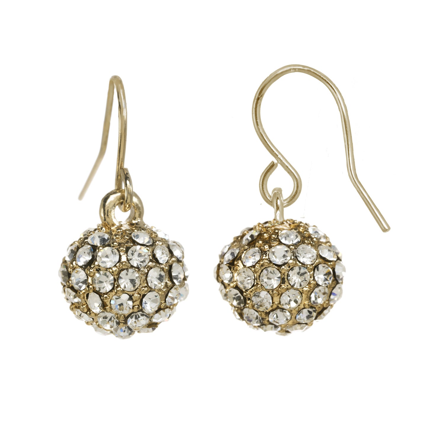 Pave' Crystal Ball Dangle Earrings