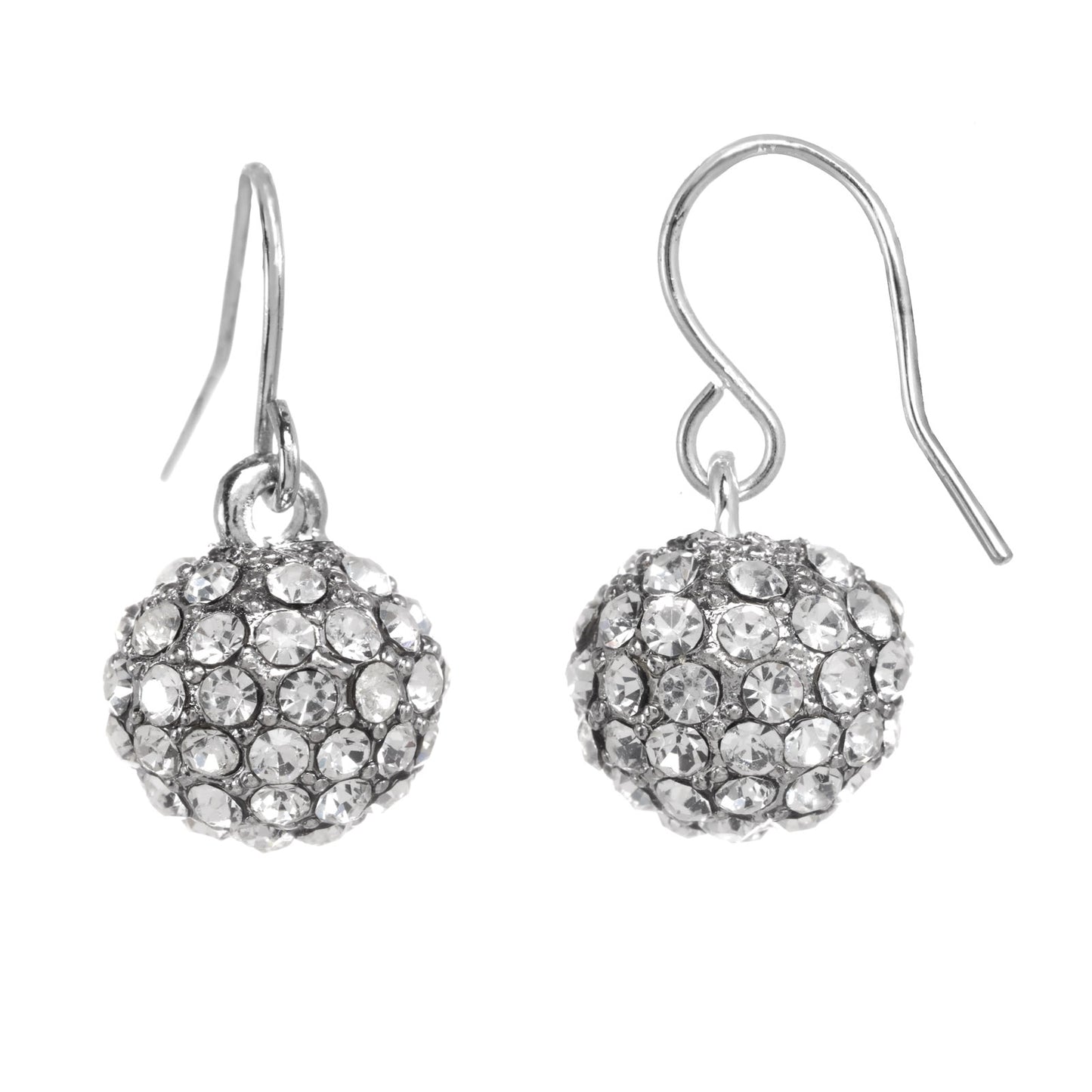 Pave' Crystal Ball Dangle Earrings
