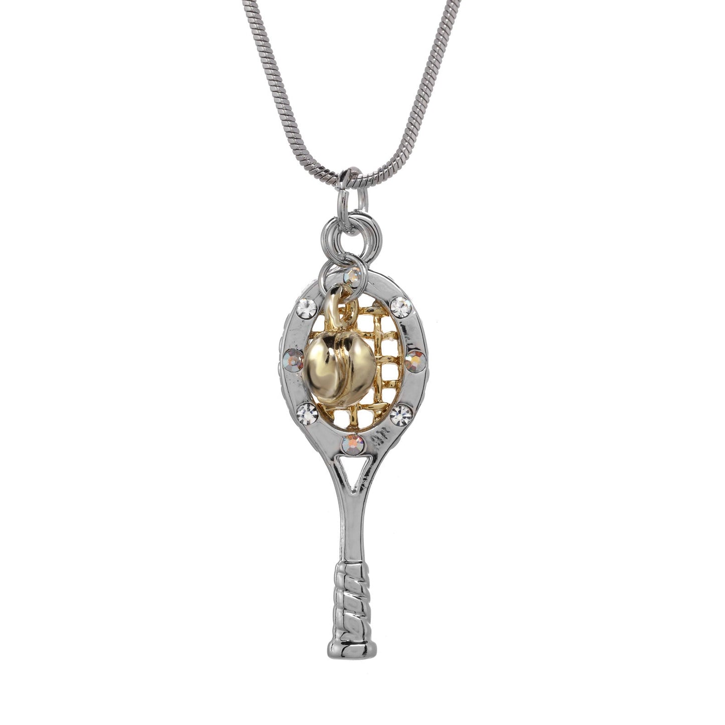 PAVE TENNIS RACKET & BALL NECKLACE