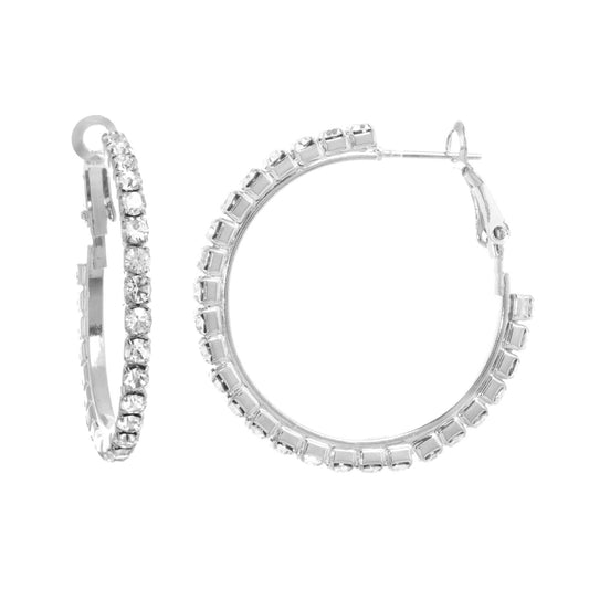 Round Crystal Hoop Earrings