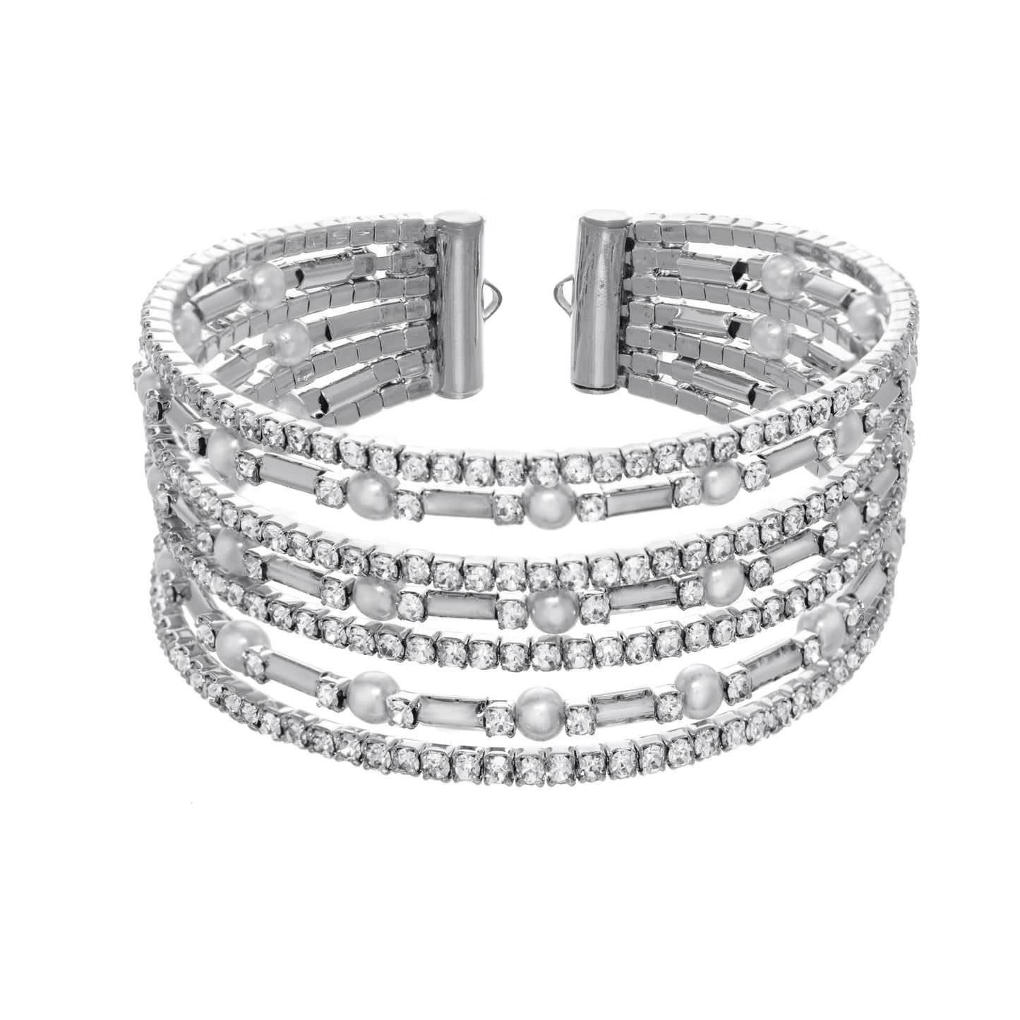 Crystal And Pearl Cuff Bracelet