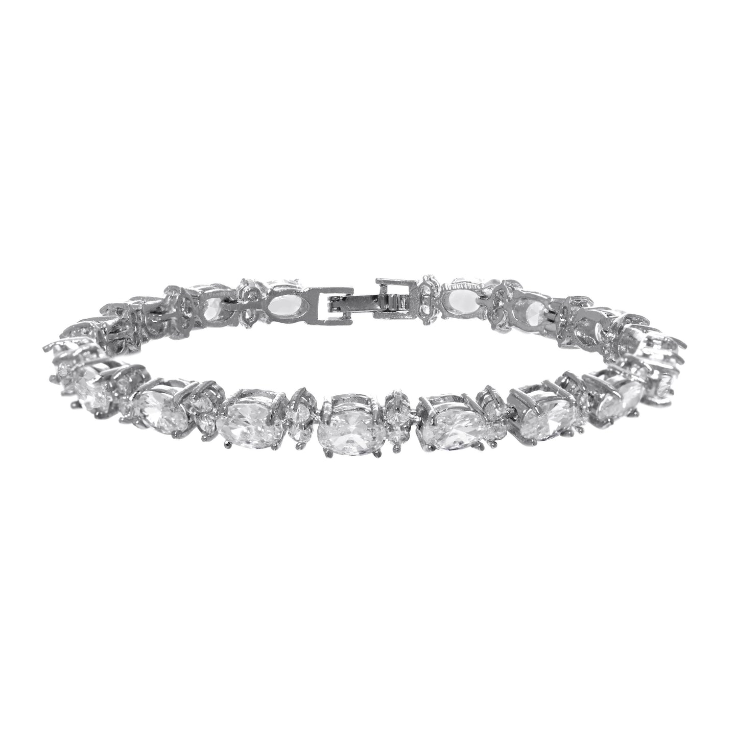 Cz Round Oval Cluster Evening Bracelet