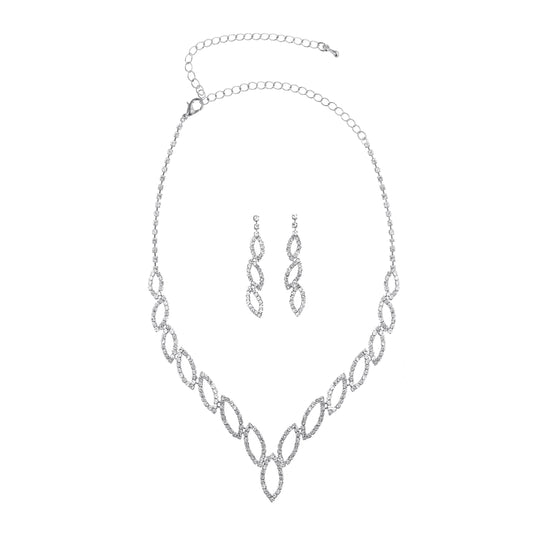 Crystal Open Oval Necklace Set