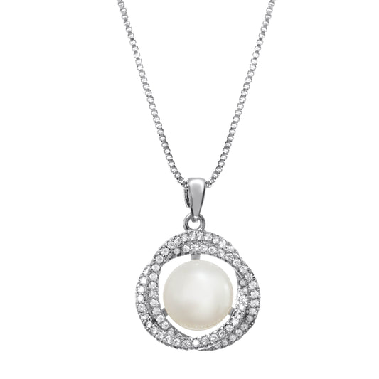 PAVE CRYSTALS WITH PEARL CENTER NECKLACE
