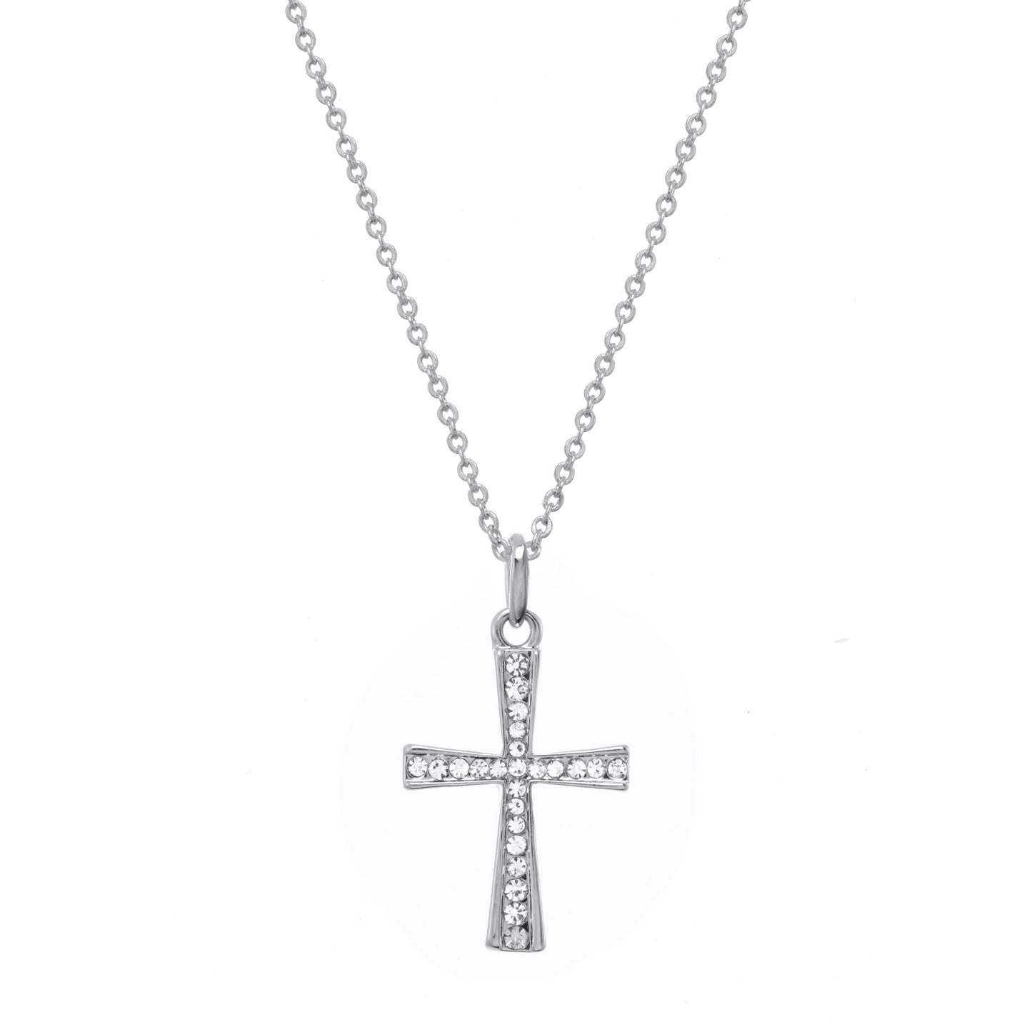 PAVE CRYSTAL CROSS NECKLACE