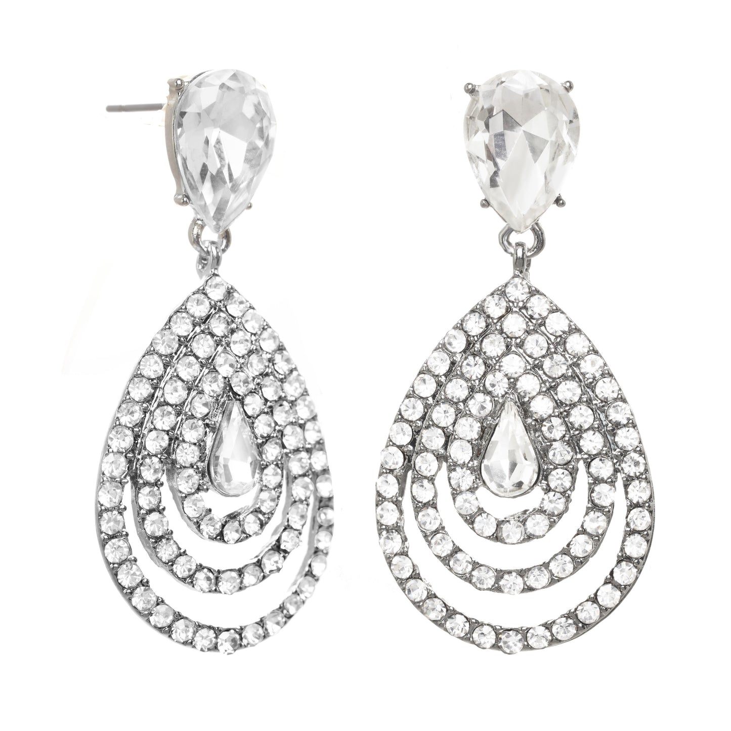 Crystal Layered Teardrop Earrings