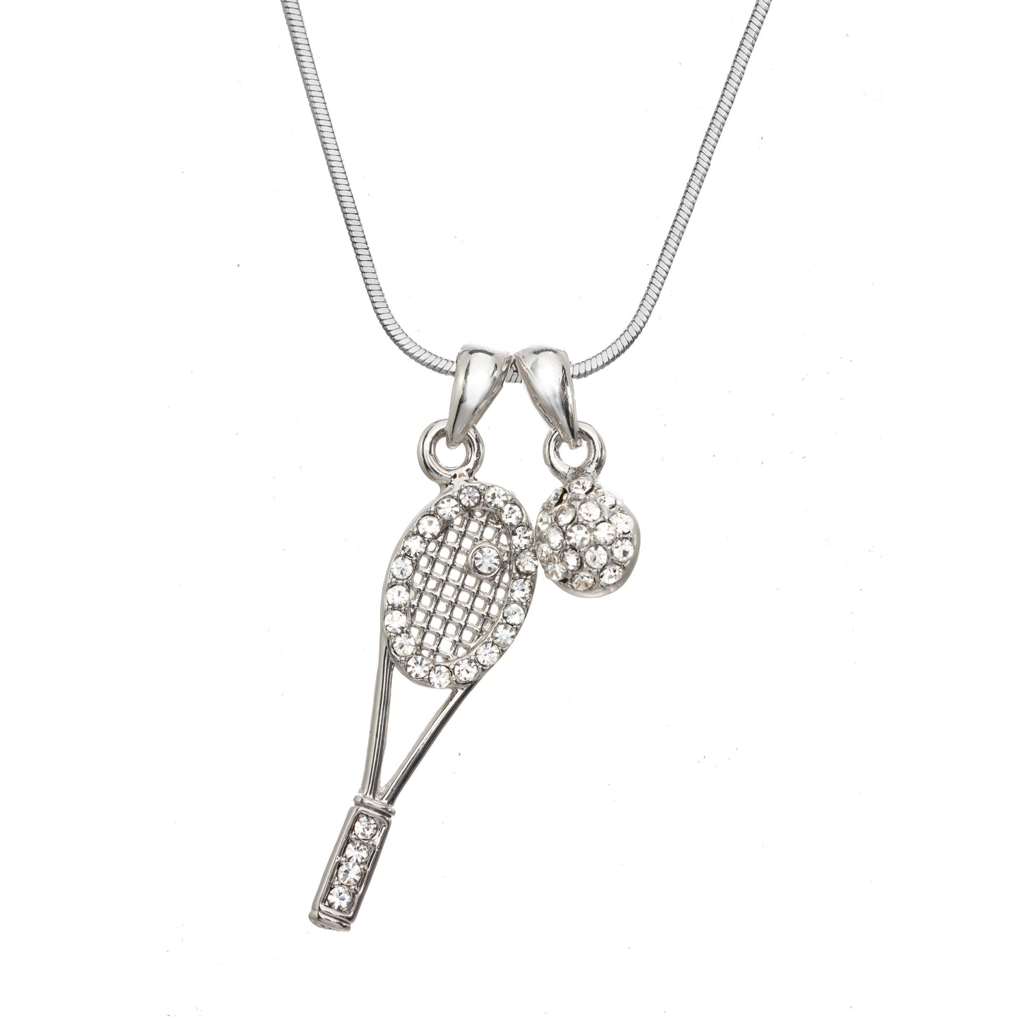 PAVE TENNIS RACKET & BALL NECKLACE