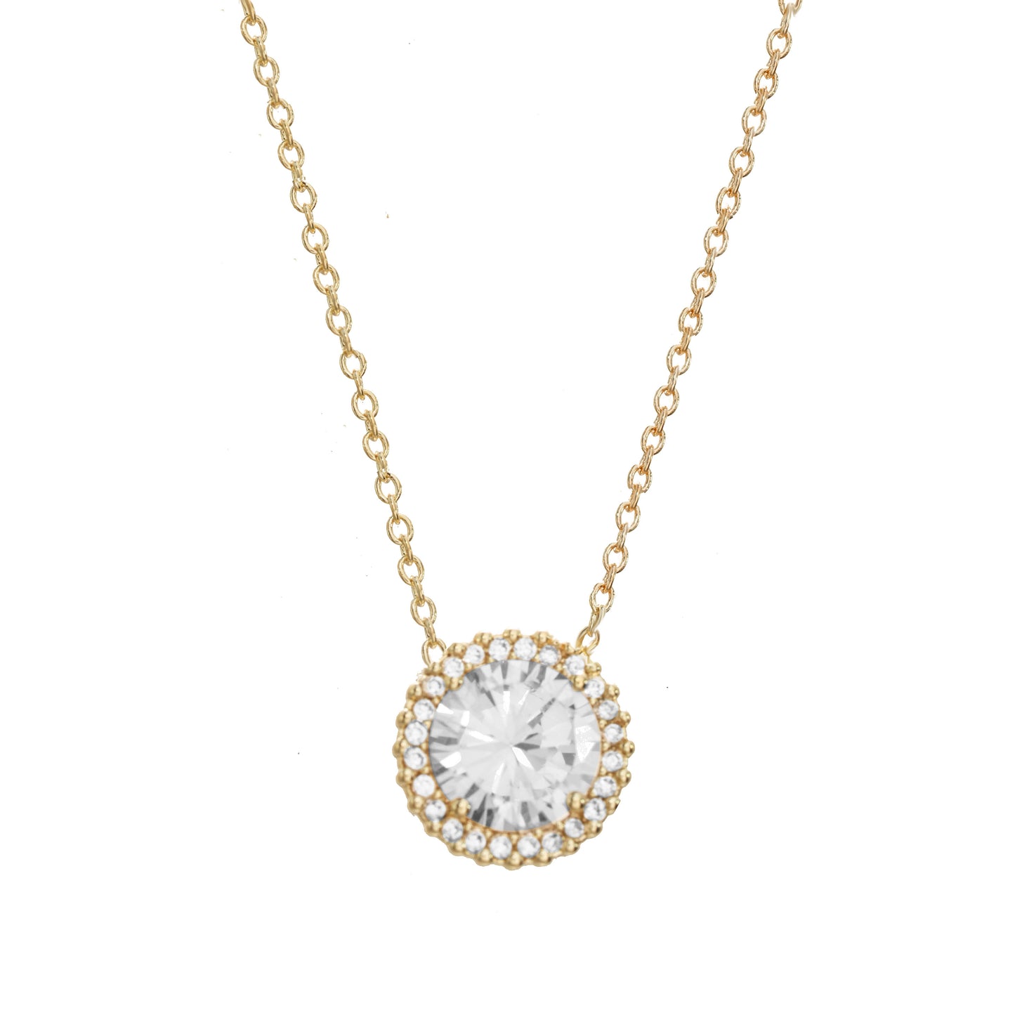 Circle Pendant Pave Charm Necklace