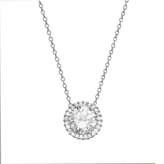 Circle Pendant Pave Charm Necklace