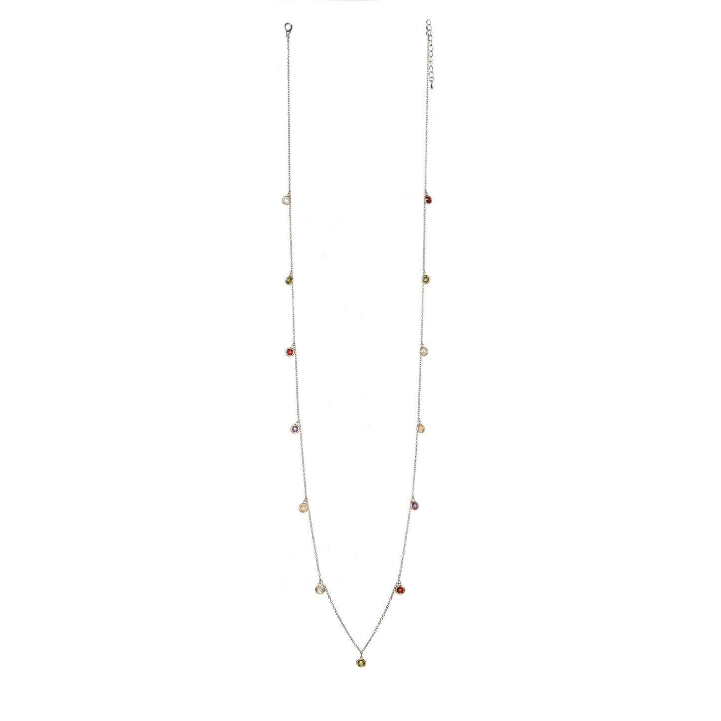 Multi Color Crystal Lone Chain Necklace
