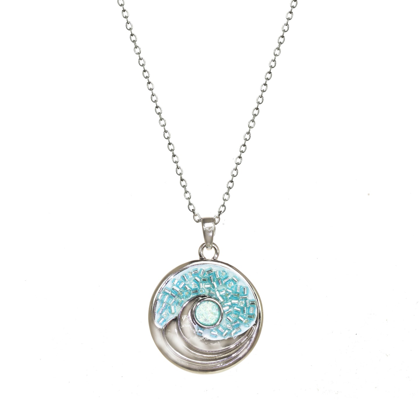 Crystal Wave Pendant Necklace