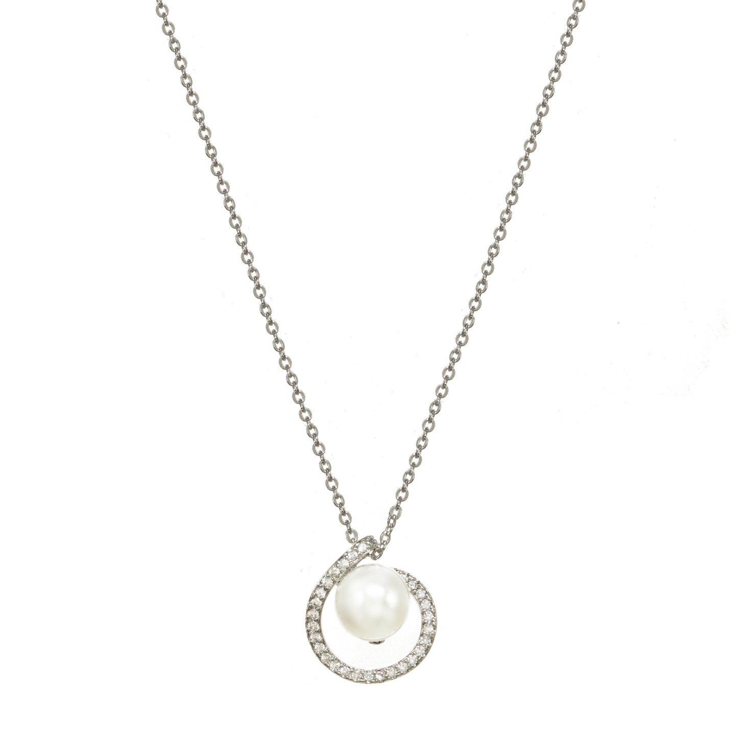 Pave Crysyals With Pearl Center Necklace