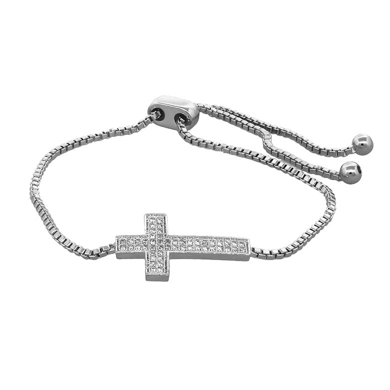 Pave Crystal Cross Adjustable Bracelet