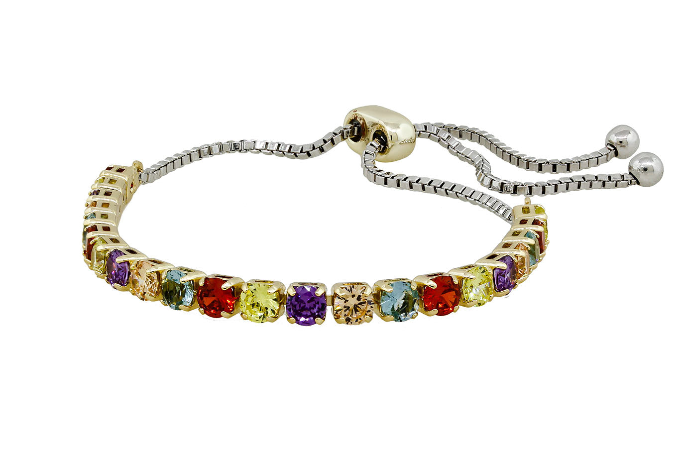 Multicolor Round Crystal Adjustable Bracelet