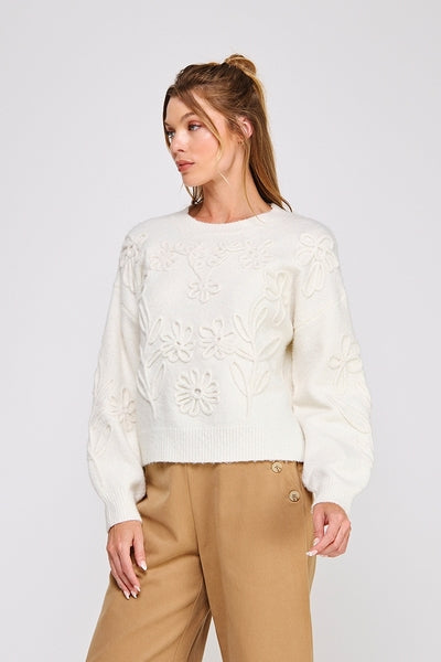 Tone-on-Tone Floral Sweater