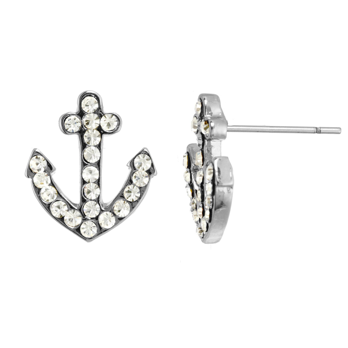 Crystal Anchor Stud Earrings