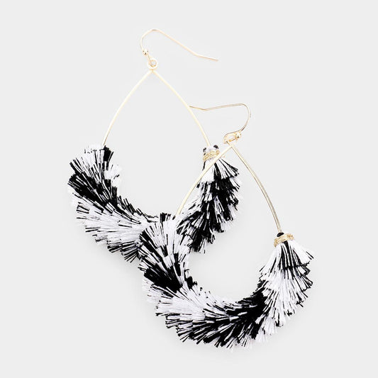 Metal Teardrop Tassel Earrings