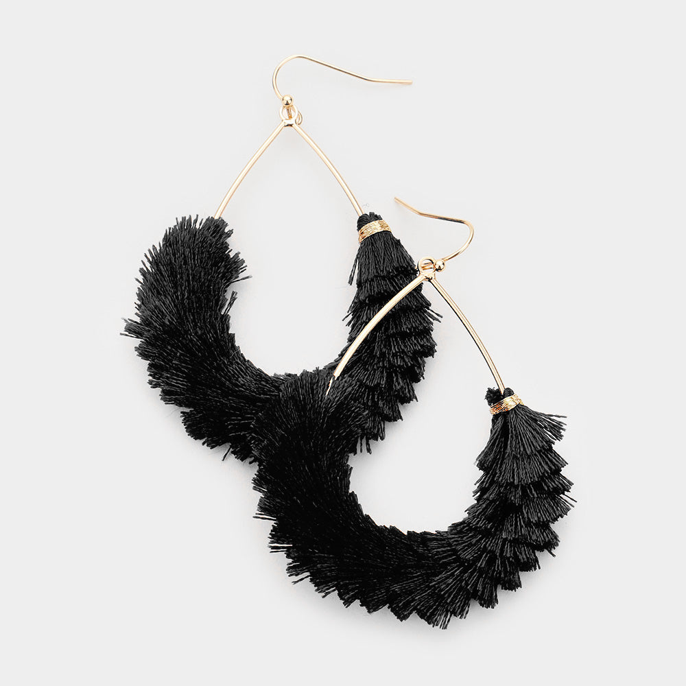 Metal Teardrop Tassel Earrings