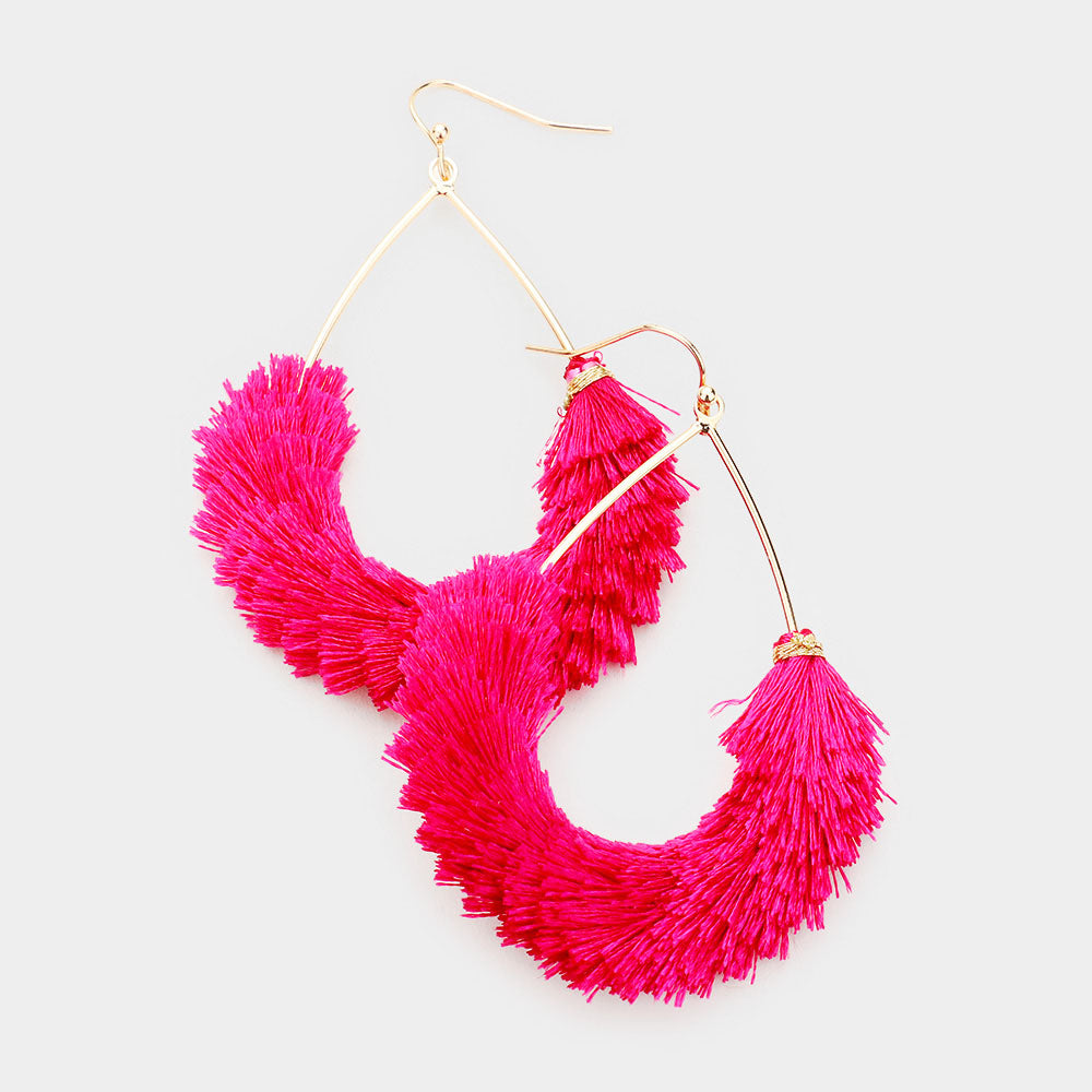 Metal Teardrop Tassel Earrings