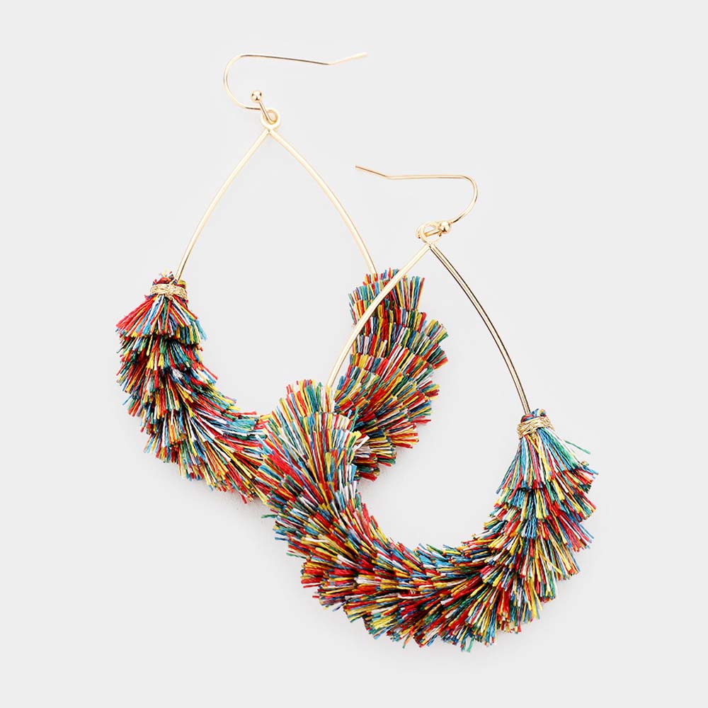 Metal Teardrop Tassel Earrings