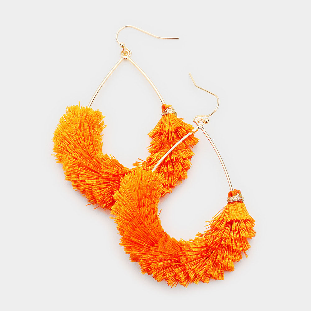 Metal Teardrop Tassel Earrings