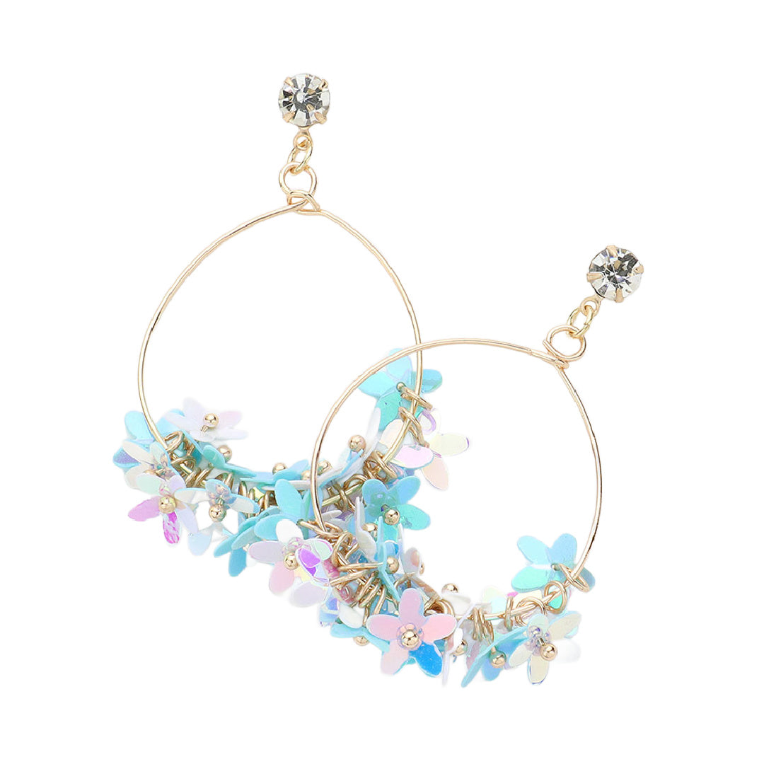 Sequin Flower Dangle Earring