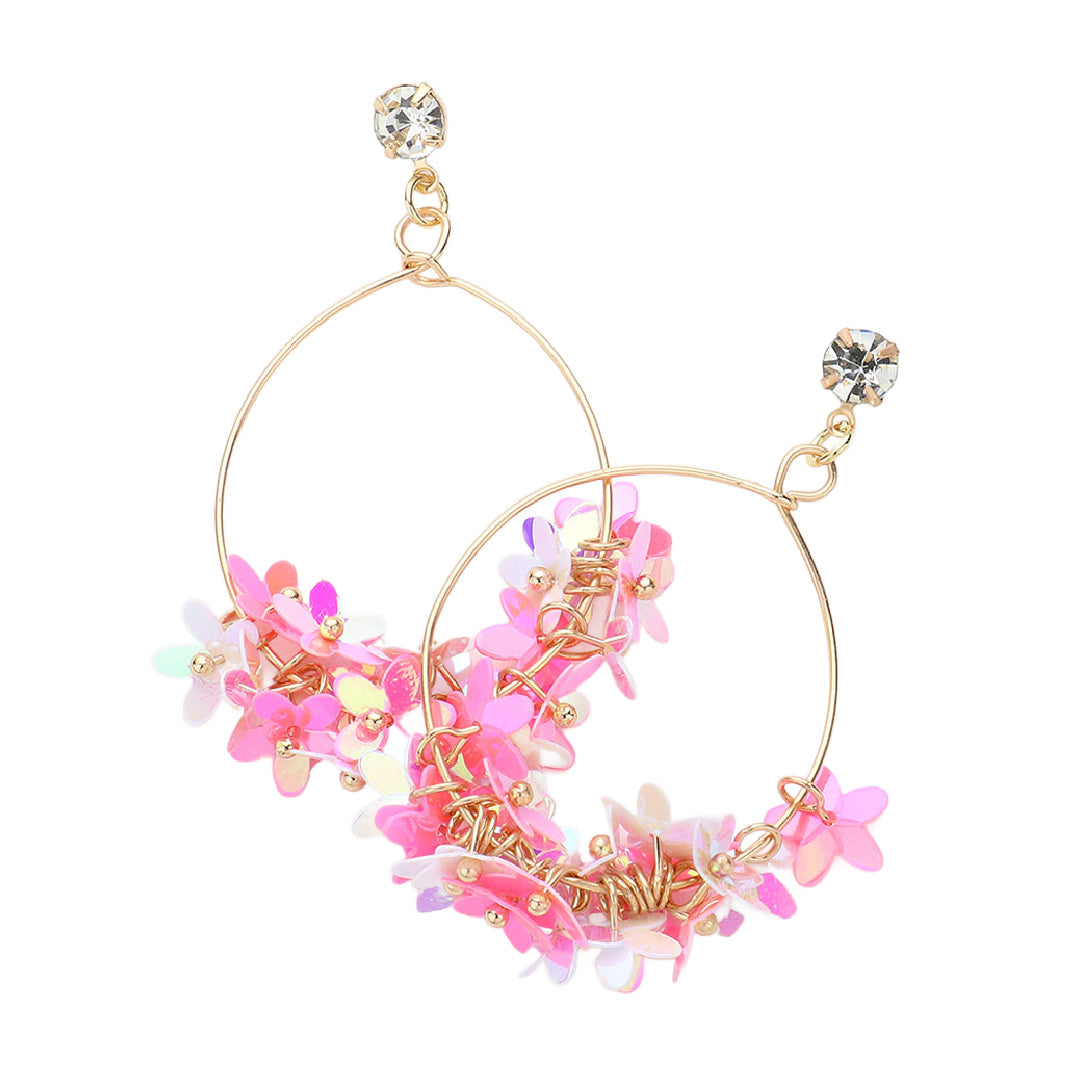Sequin Flower Dangle Earring