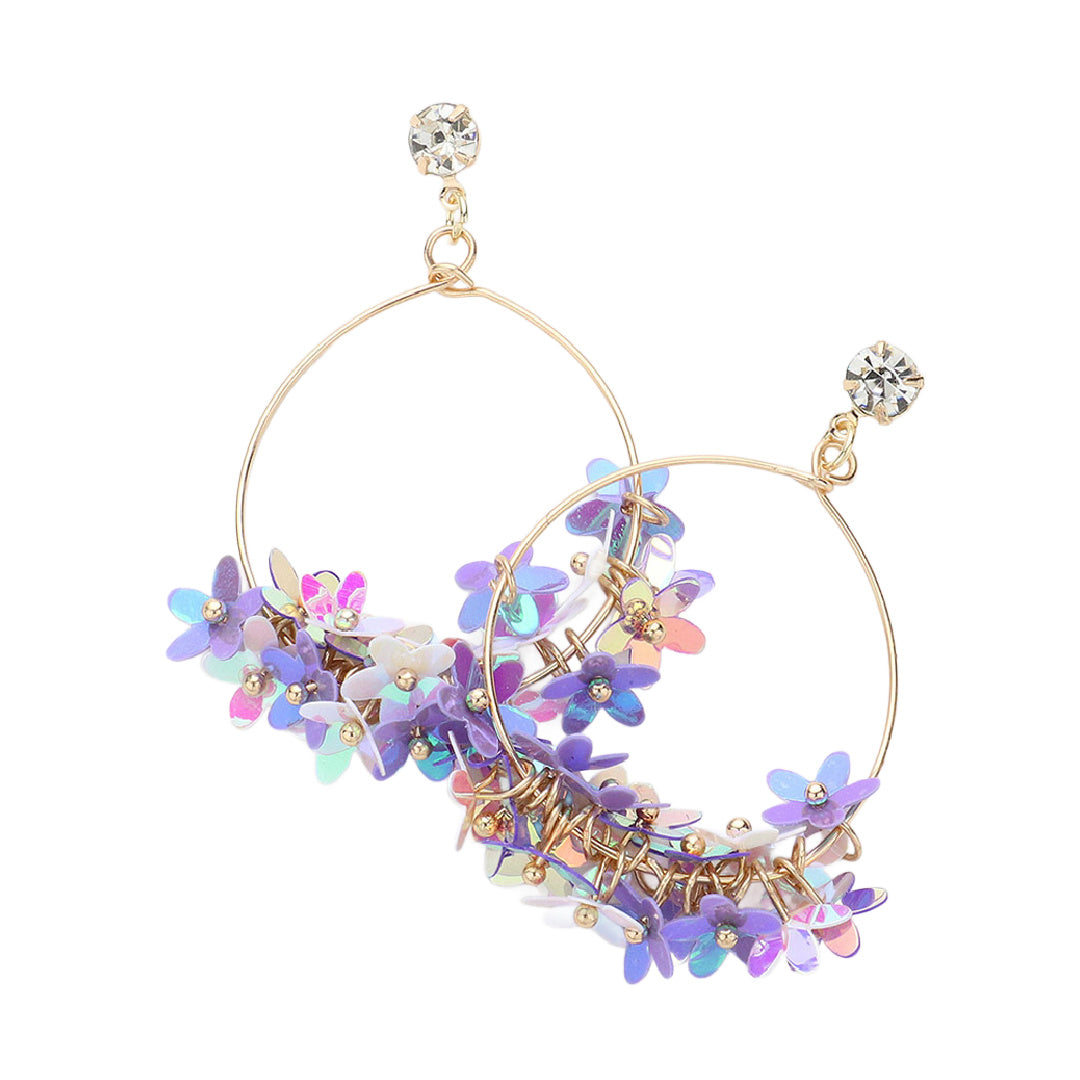 Sequin Flower Dangle Earring