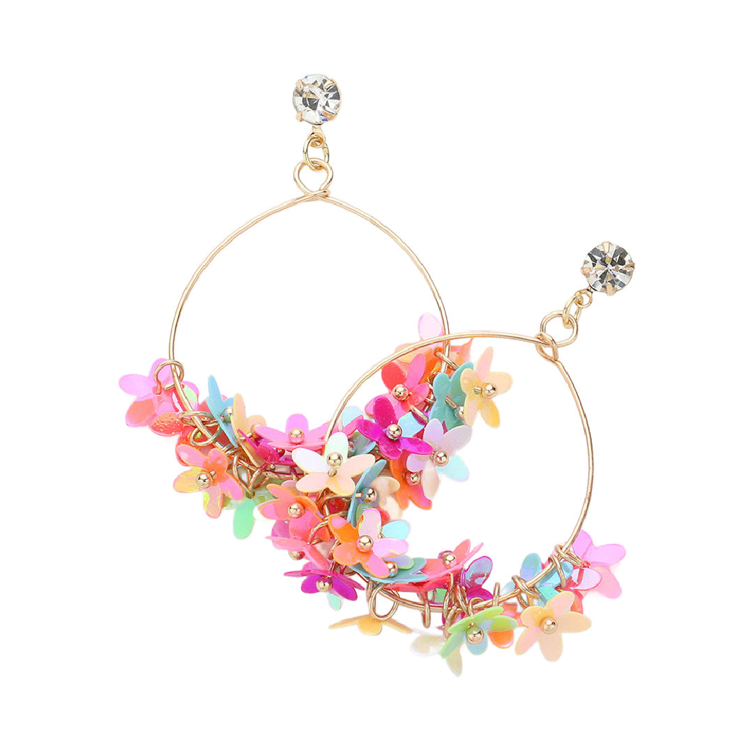 Sequin Flower Dangle Earring