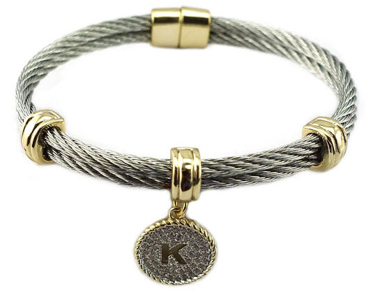 K Initial Cable Bracelet