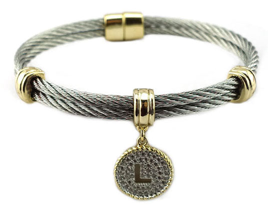 L Initial Cable Bracelet