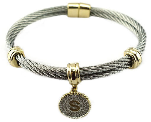 S Initial Cable Bracelet