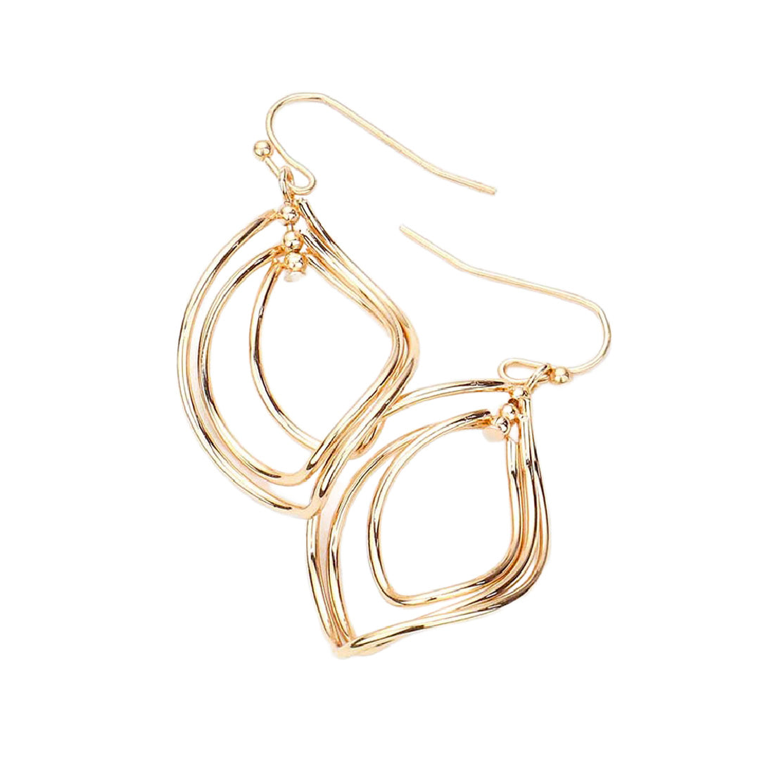 Curved Marquise Hoop Dangle Earrings