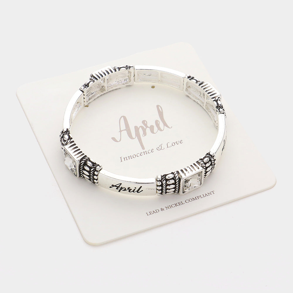 April Birthstone Stretch Bracelet