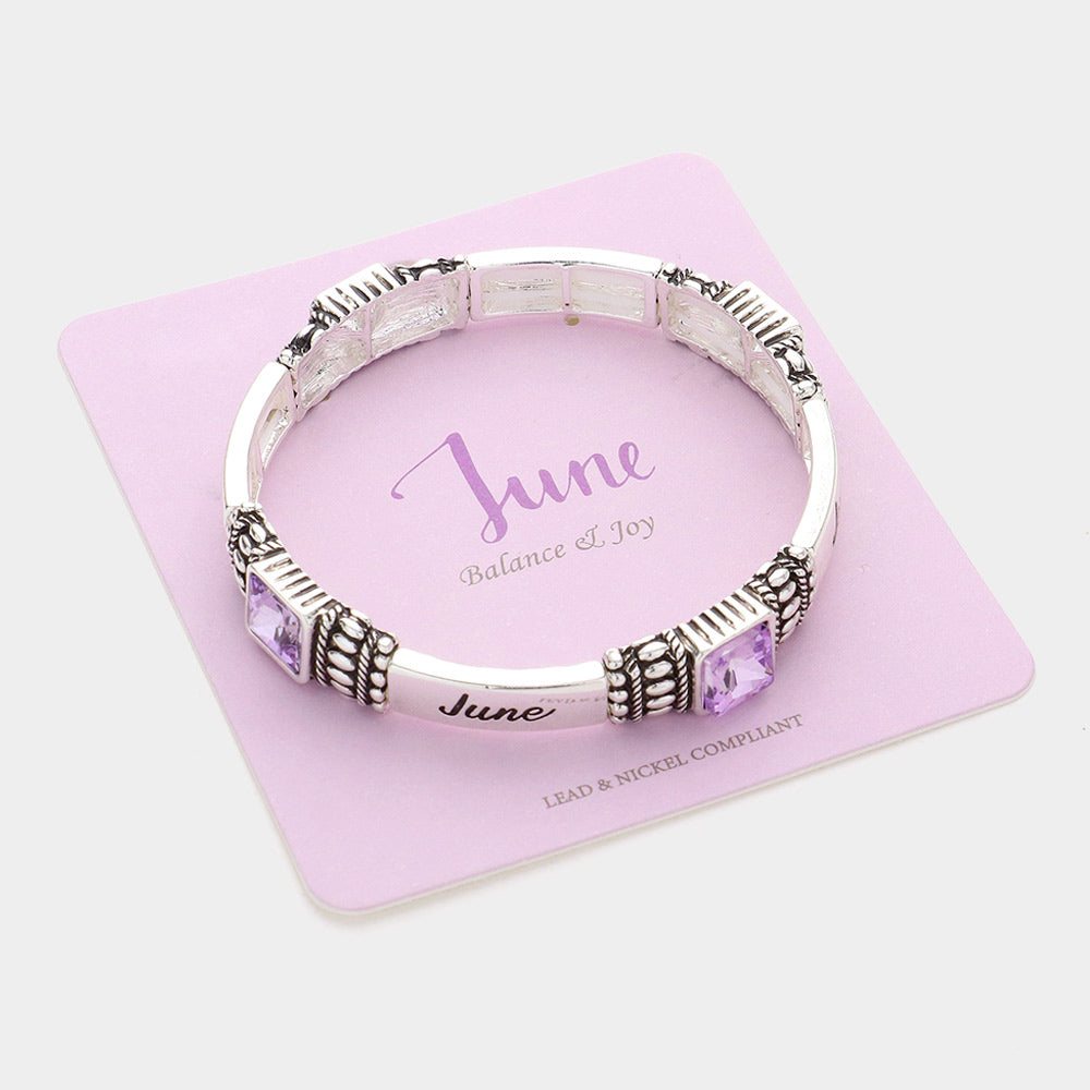 June Birthstone Stretch Bracelet